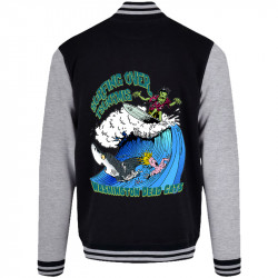 Teddy baseball en molleton noir et gris chiné Surfing Over Tsunamis (Washington Dead Cats,Skate)