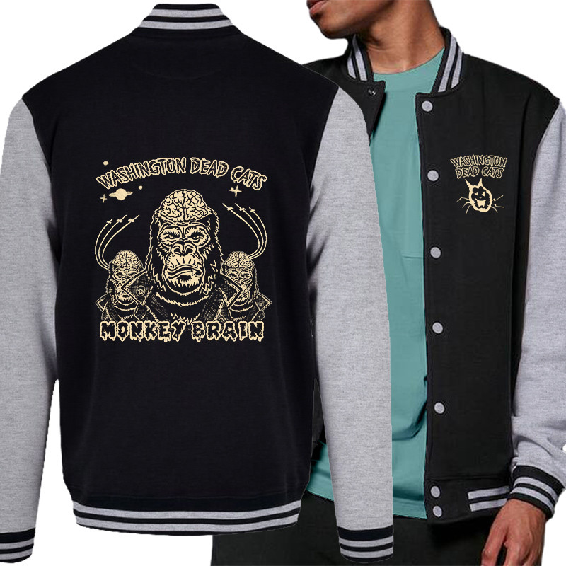 Teddy baseball en molleton noir et gris chiné Washington Dead Cats - Monkey Brain (Washington Dead Cats)