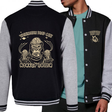 Teddy baseball en molleton noir et gris chiné Washington Dead Cats - Monkey Brain (Washington Dead Cats)