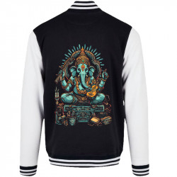 Teddy baseball en molleton noir et blanc Musical Ganesh (Ethnique,Animaux)