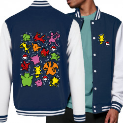 Teddy baseball en molleton bleu marine et blanc Haring Pokemon (Le Duc,Jeux Vidéo / Geek,Manga Kawaï japan)