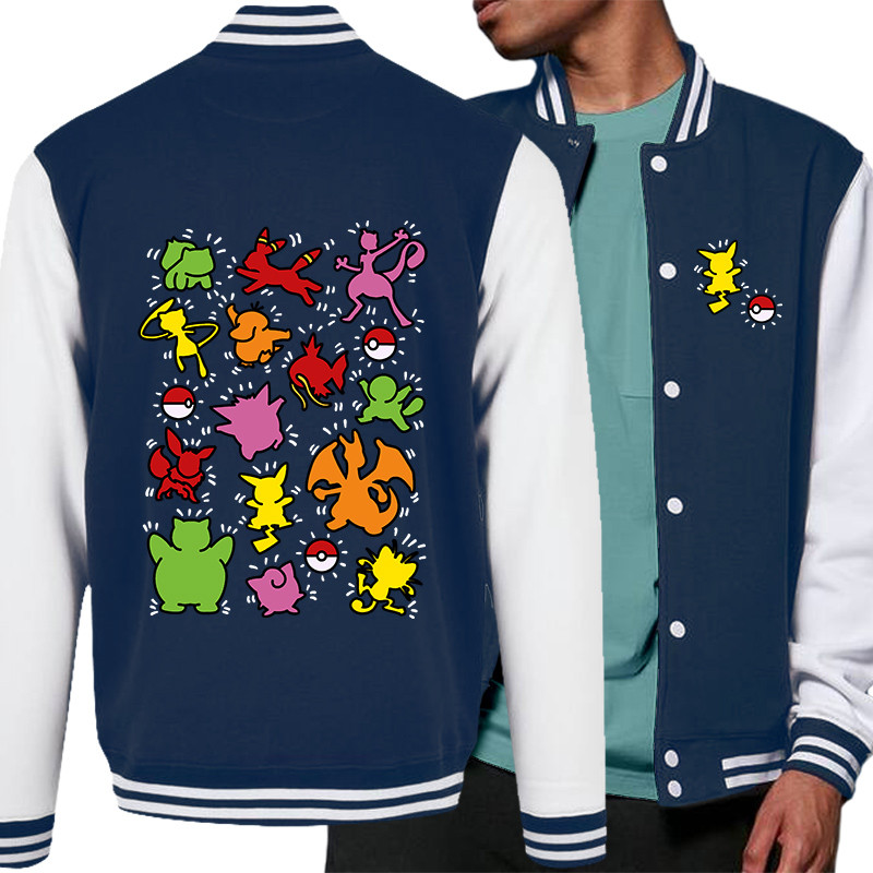 Teddy baseball en molleton bleu marine et blanc Haring Pokemon (Le Duc,Jeux Vidéo / Geek,Manga Kawaï japan)