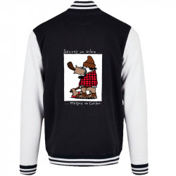 Teddy baseball en molleton noir et blanc Sauvez un arbre Mangez un castor (Humour,Animaux)