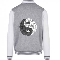 Teddy baseball en molleton gris chiné et blanc Yin Yang Moutons (Mr Mouton,Humour)