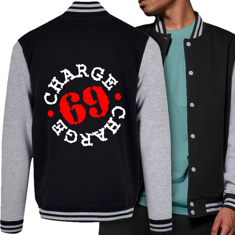 Teddy baseball en molleton noir et gris chiné Charge 69 - Logo (Charge 69)