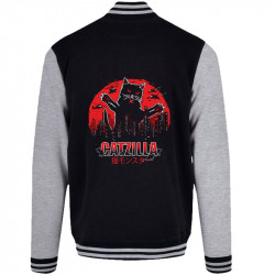 Teddy baseball en molleton noir et gris chiné Catzilla (Gondrax,Animaux,Chats)