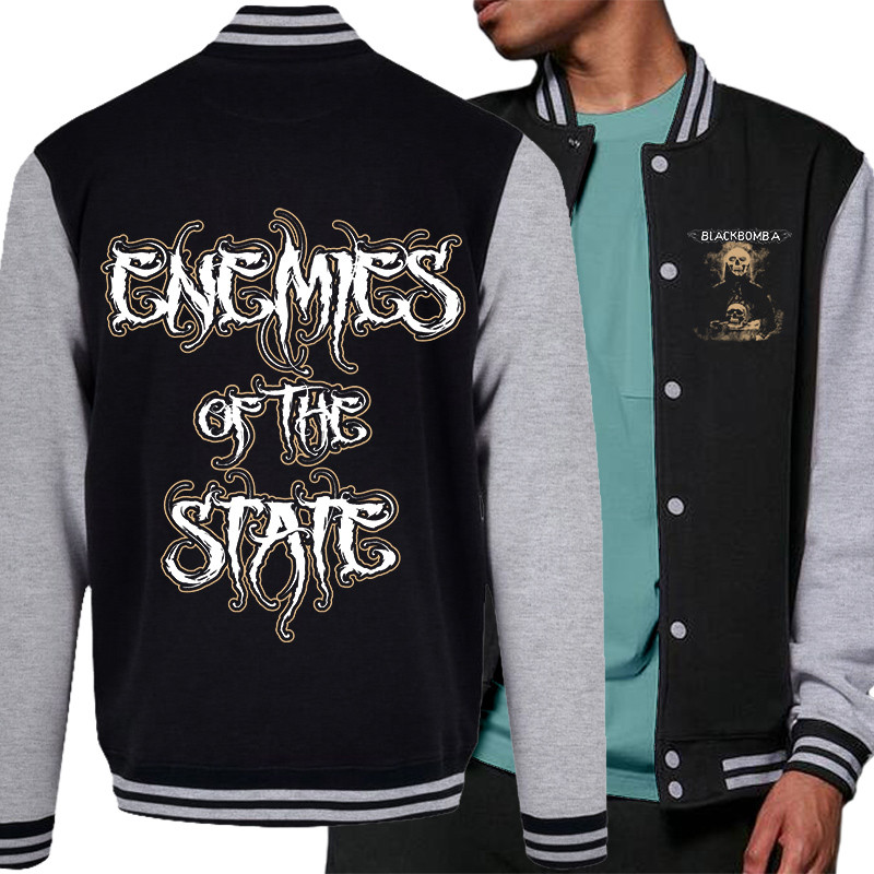 Teddy baseball en molleton noir et gris chiné Black Bomb A - Enemies Of The State (Black Bomb A)
