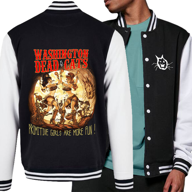 Teddy baseball en molleton noir et blanc Primitive Girls (Washington Dead Cats)