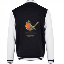 Teddy baseball en molleton noir et blanc Camarade Rouge Gorge (Mr Mouton,Animaux,Humour)