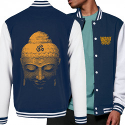 Teddy baseball en molleton bleu marine et blanc Buddha Face (Ethnique)