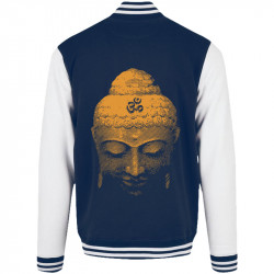 Teddy baseball en molleton bleu marine et blanc Buddha Face (Ethnique)