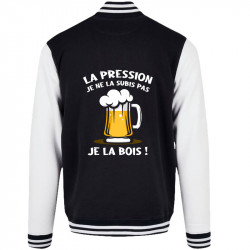 Teddy baseball en molleton noir et blanc La pression (Gondrax,Alcool)