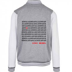 Teddy baseball en molleton gris chiné et blanc Stay Rebel Numbers (Jeux Vidéo / Geek)