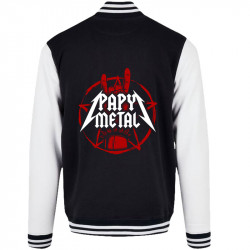 Teddy baseball en molleton noir et blanc Papy Metal (Gondrax,Humour,Papa Maman Papy Mamie)