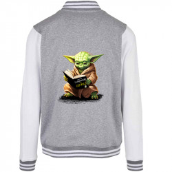 Teddy baseball en molleton gris chiné et blanc Yoda pour les nuls (Gondrax,Films/Séries,Humour,Star Wars)