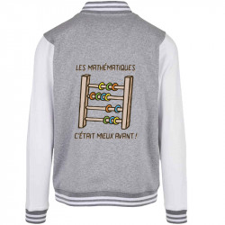 Teddy baseball en molleton gris chiné et blanc Les mathématiques (Gondrax,Humour,Slogans Débiles)