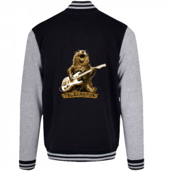 Teddy baseball en molleton noir et gris chiné Telecastor (Gondrax,Animaux,Humour)