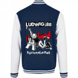 Teddy baseball en molleton bleu marine et blanc Dans les rues de Paris (Ludwig Von 88,Rock & Punk,Laul)
