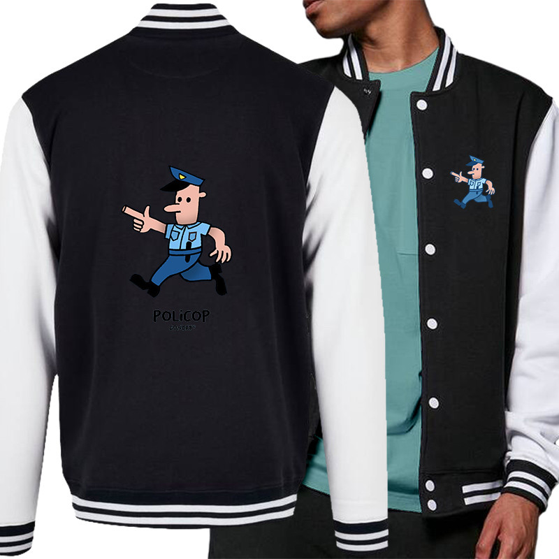 Teddy baseball en molleton noir et blanc Policop (Michel Gondry,Gondry©,Humour)