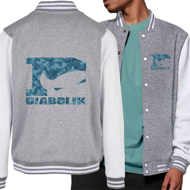 Teddy baseball en molleton gris chiné et blanc Blue camo logo (Diabolik)