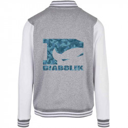 Teddy baseball en molleton gris chiné et blanc Blue camo logo (Diabolik)