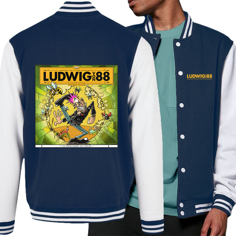 Teddy baseball en molleton bleu marine et blanc Le printemps du pogo (Ludwig Von 88,Rock & Punk,Laul)