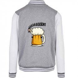 Teddy baseball en molleton gris chiné et blanc Beeeer mouton (Le Duc,Alcool,Animaux)