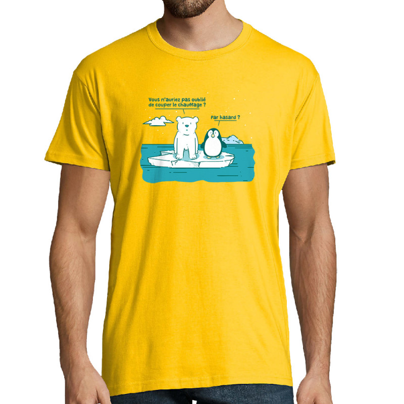 Tee-shirt homme jaune Couper le chauffage (Gondrax,Animaux,Ecologie)