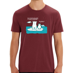T-shirt homme coton bio bordeaux Couper le chauffage (Gondrax,Animaux,Ecologie)