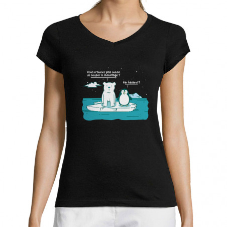 T-shirt femme col V "Couper...