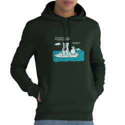 Sweat homme à capuche coton bio vert foncé Couper le chauffage (Gondrax,Animaux,Ecologie)