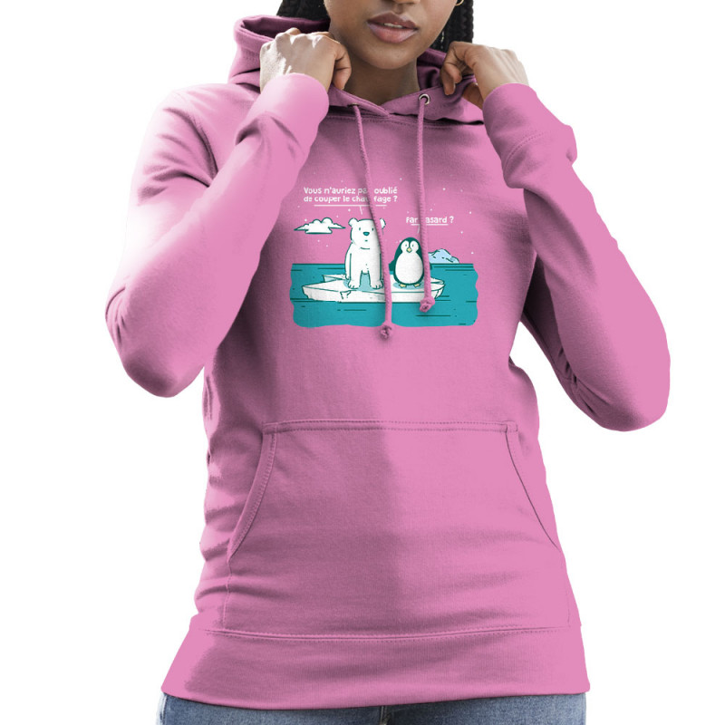 Sweat femme à capuche rose Couper le chauffage (Gondrax,Animaux,Ecologie)