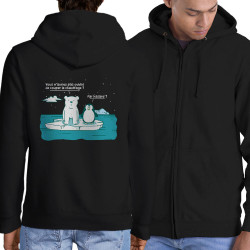 Sweat homme à capuche zippé noir Couper le chauffage (Gondrax,Animaux,Ecologie)