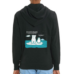 Sweat femme zippé à capuche coton bio noir Couper le chauffage (Gondrax,Animaux,Ecologie)