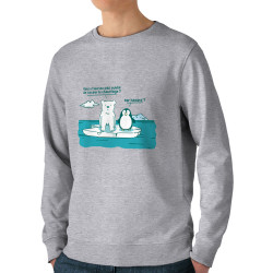Sweat homme bio col rond gris chiné Couper le chauffage (Gondrax,Animaux,Ecologie)