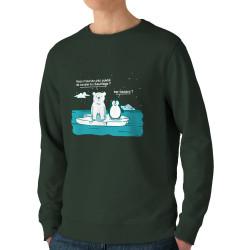 Sweat homme bio col rond vert foncé Couper le chauffage (Gondrax,Animaux,Ecologie)