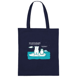 Sac shopping en toile bleu marine Couper le chauffage (Gondrax,Animaux,Ecologie)