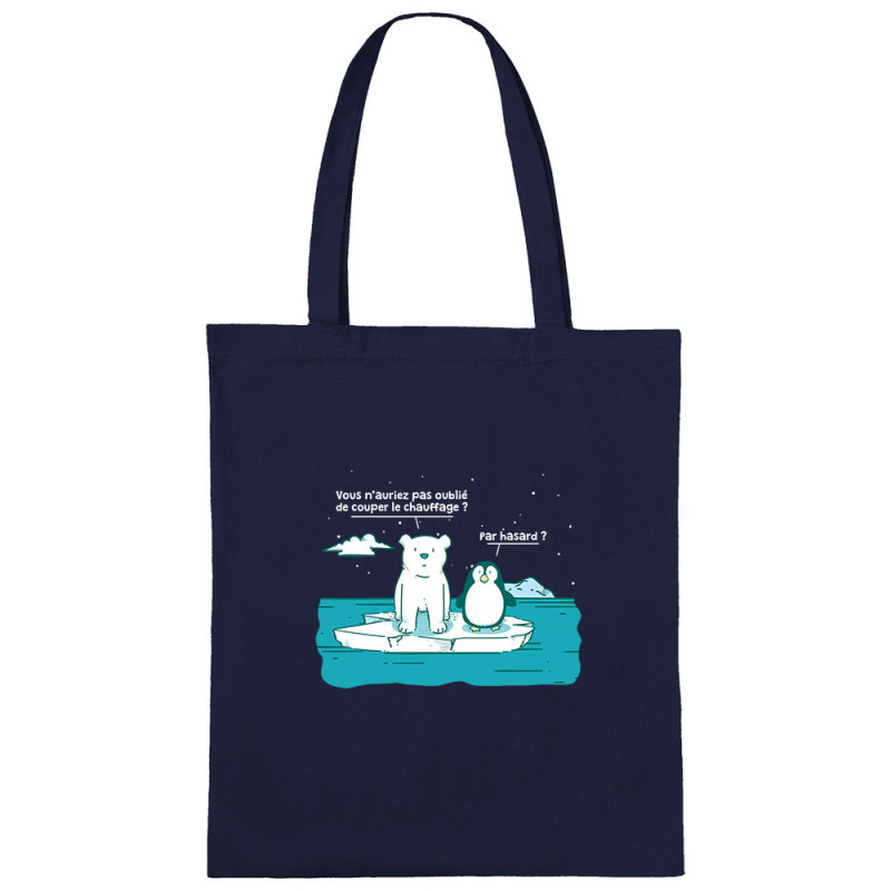 Sac shopping en toile bleu marine Couper le chauffage (Gondrax,Animaux,Ecologie)