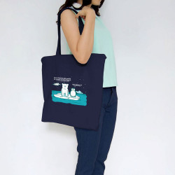 Sac shopping en toile bleu marine Couper le chauffage (Gondrax,Animaux,Ecologie)