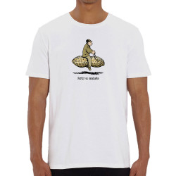 T-shirt homme coton bio blanc Partir en cacahuète (Gondrax,Humour,Partir en …)