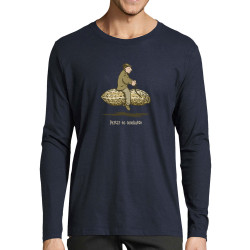 T-shirt homme manches longues bleu marine Partir en cacahuète (Gondrax,Humour,Partir en …)