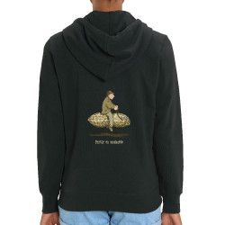Sweat femme zippé à capuche coton bio noir Partir en cacahuète (Gondrax,Humour,Partir en …)