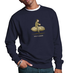 Sweat homme col rond bleu marine Partir en cacahuète (Gondrax,Humour,Partir en …)