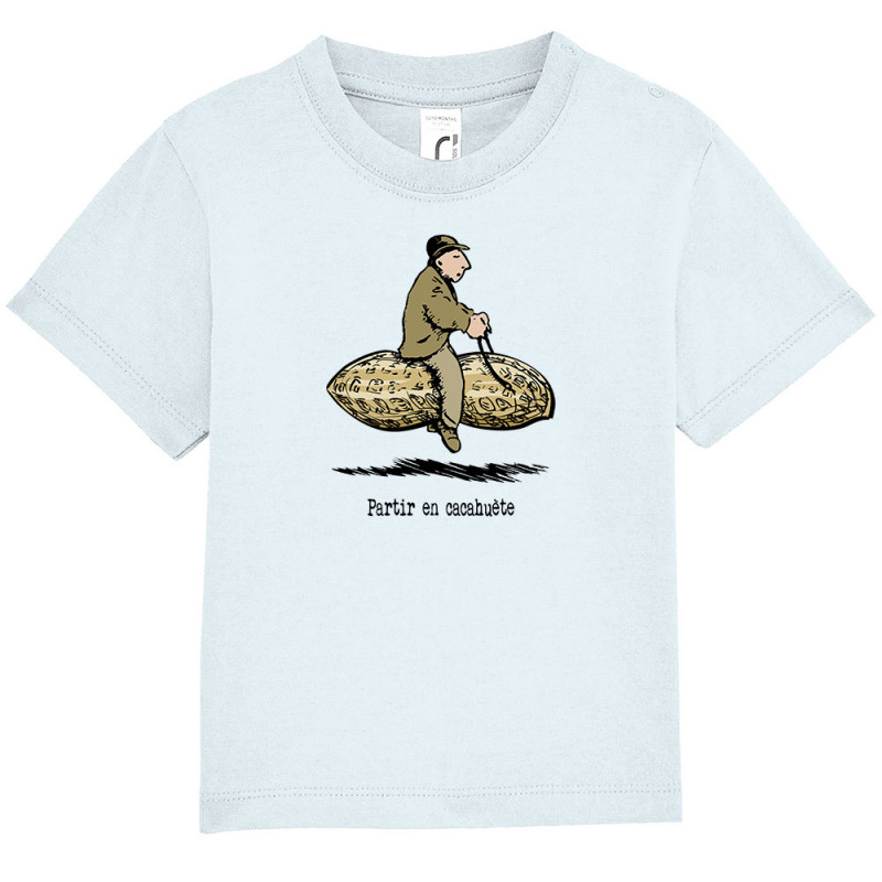 T-shirt bébé bleu ciel Partir en cacahuète (Gondrax,Humour,Partir en …)