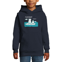 Sweat enfant à capuche bleu marine Couper le chauffage (Gondrax,Animaux,Ecologie)