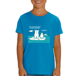 T-shirt enfant coton bio bleu azur Couper le chauffage (Gondrax,Animaux,Ecologie)