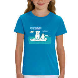 T-shirt enfant coton bio bleu azur Couper le chauffage (Gondrax,Animaux,Ecologie)