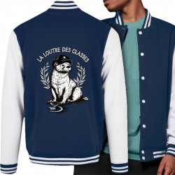 Teddy baseball en molleton bleu marine et blanc La loutre des classes (Gondrax,Les Bébêtes,Animaux,Humour)