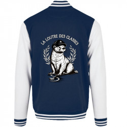 Teddy baseball en molleton bleu marine et blanc La loutre des classes (Gondrax,Les Bébêtes,Animaux,Humour)