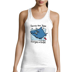 Débardeur femme blanc Sauvez une vague (Humour,Animaux)